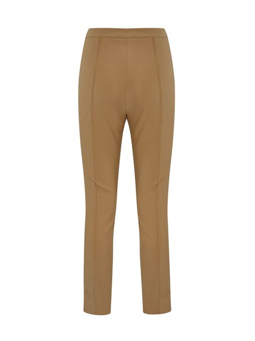 Pantalone in tessuto tecnico cammello con morsetto Elisabetta Franchi | PA02346E2032